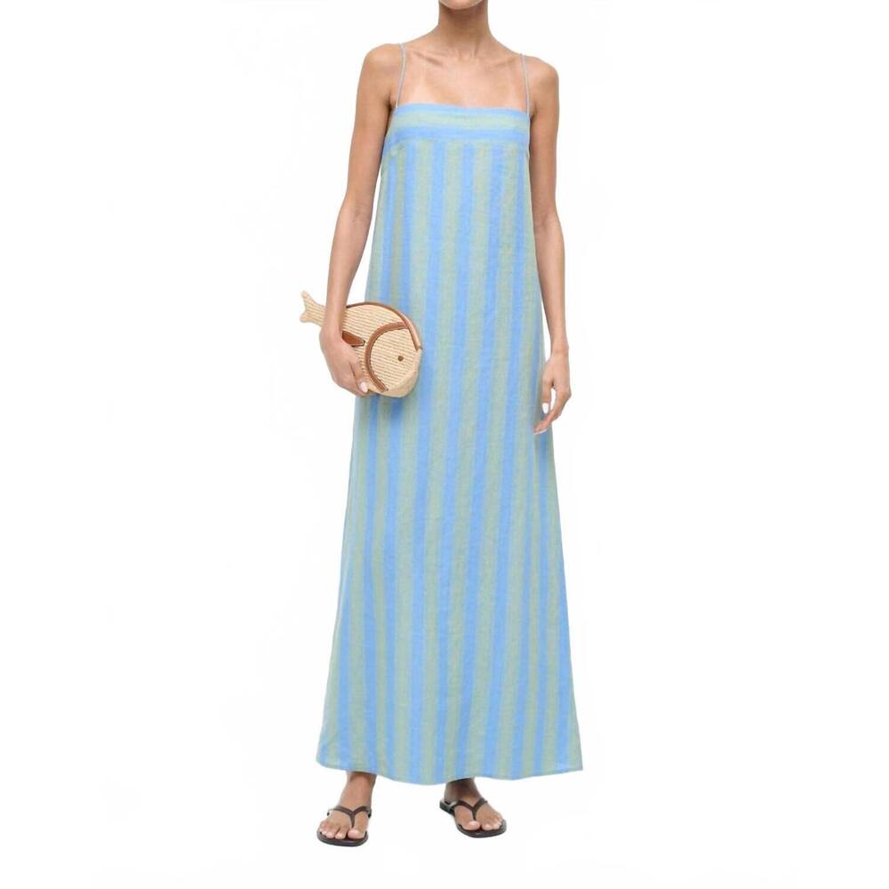 NEW STAUD laura linen dress in seaport stripe